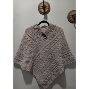 SOLD Aran Woolen Mills Taupe Oatmeal Irish Wool Knit Poncho